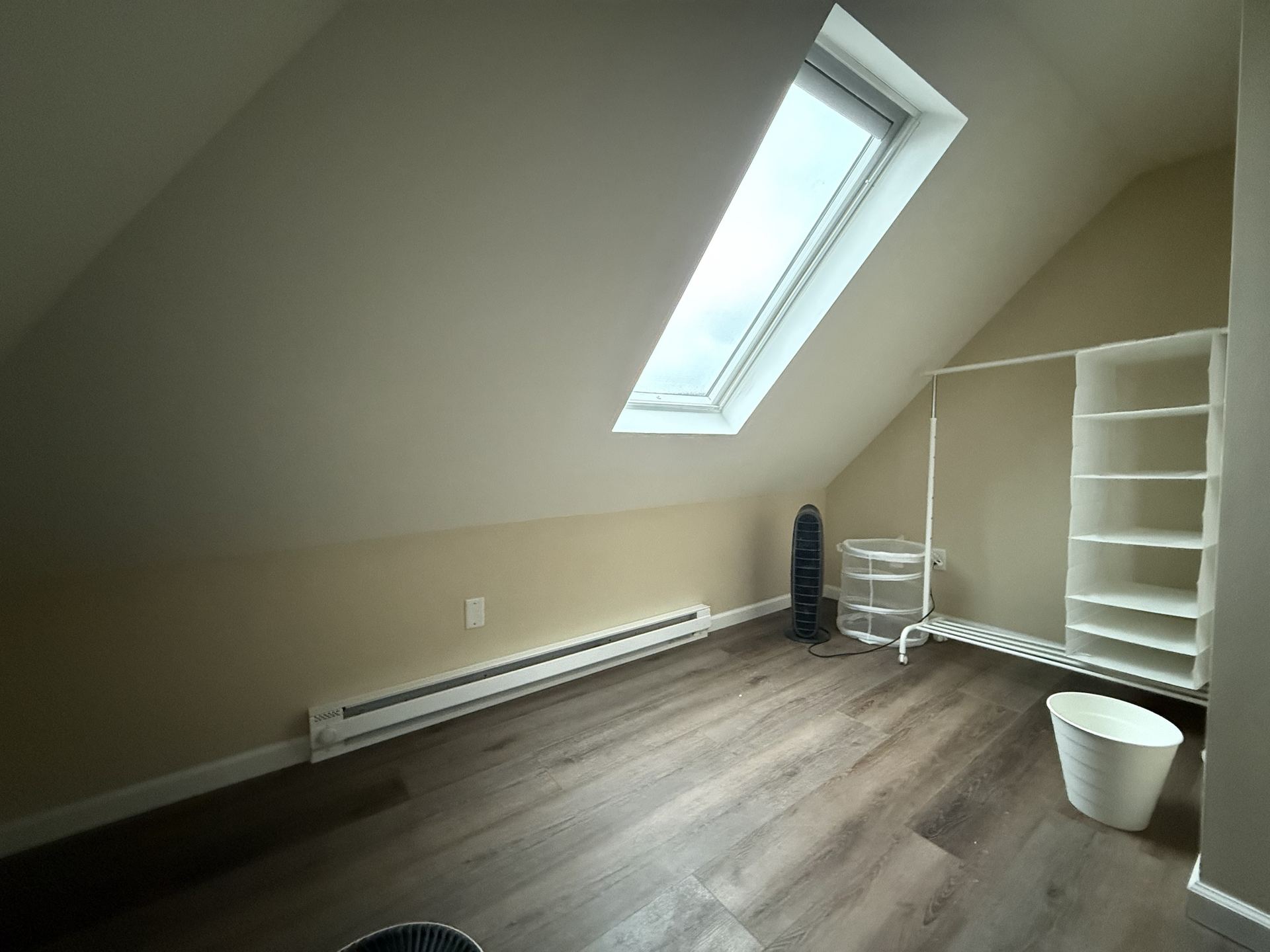 Attic-level room with skylight